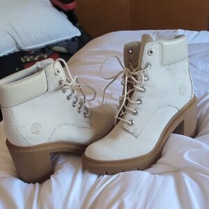 Timberland Women's Cream Heeled Boots